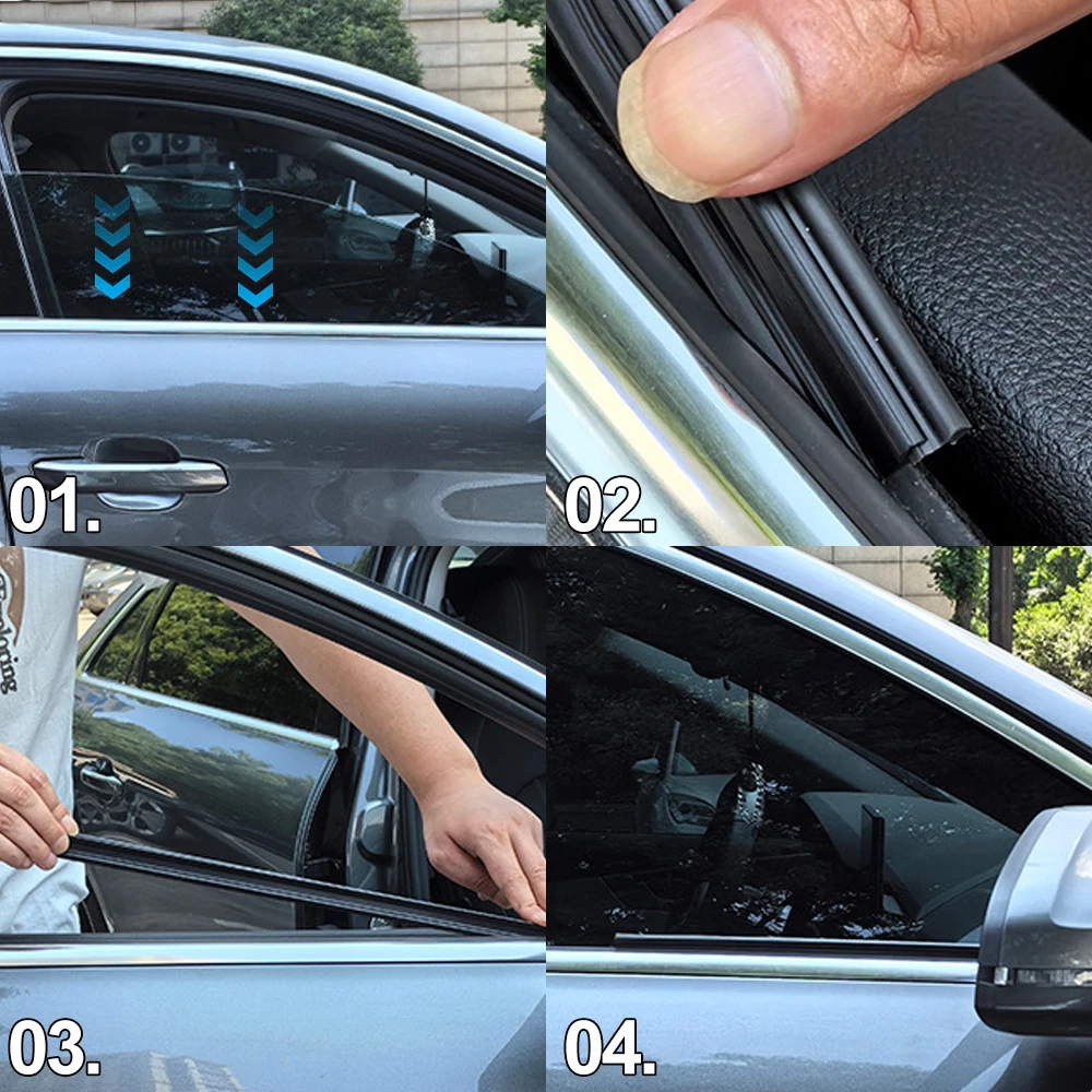 2pcs Auto Side Window Wiper Water Removal Mist Multifunctional Silent Car Window Glass Wiper Rubber Strip Universal Wiper Blades 6