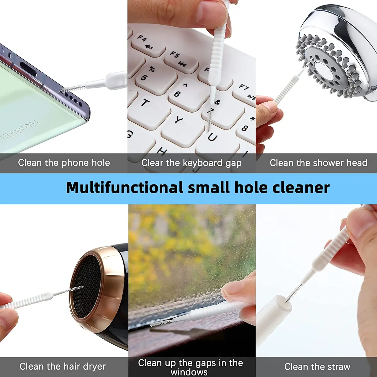 1/20Pcs Mini Cleaning Brush Mobile Phone Hole Cleaner Multifunctional Anti-Clogging Hole Cleaner for Shower Nozzle Phone Port 6