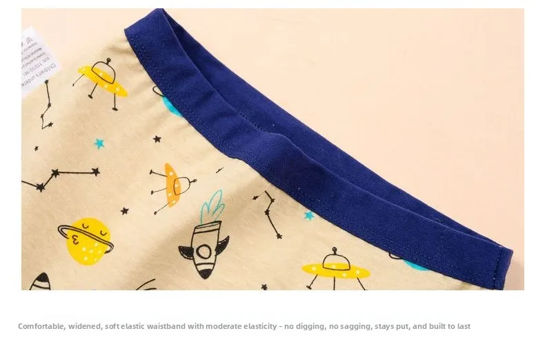 4er-Pack Baumwollunterwäsche für Jungen, bequeme Kinder-Boxershorts, Cartoon-Design, weich, atmungsaktiv – Detail 4