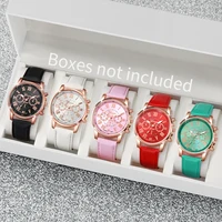5PCS/Set Women's Multi Color Watch Fashionable and Exquisite Leather Watch with Multiple Options to Wear Every Day 1