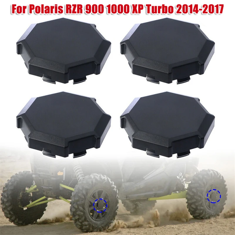 4pcsBlackUTVTireWheelHubCenterCapsforPolarisRZR9001000XP