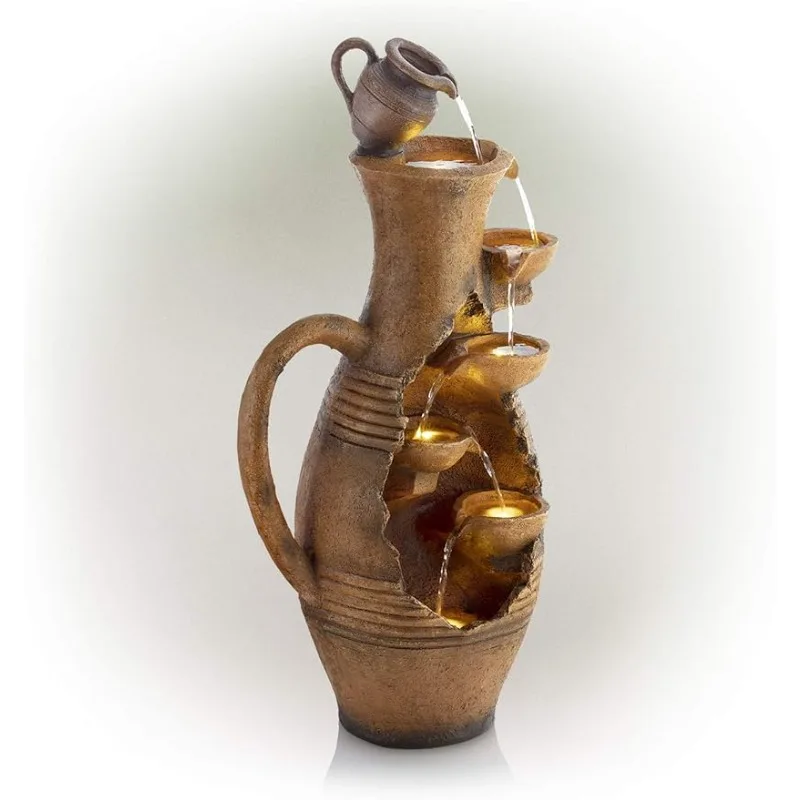 

Alpine Corporation TZL250 Alpine Cascading Fractured Jar Fountain, Brown and Gray