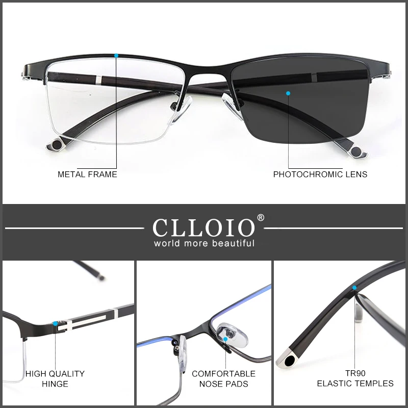 Photochromic Reading Glasses Men Progressive Multifocal Anti Blue Light Reading Glasses TR90 Hyperopia Presbyopia Glasses 6
