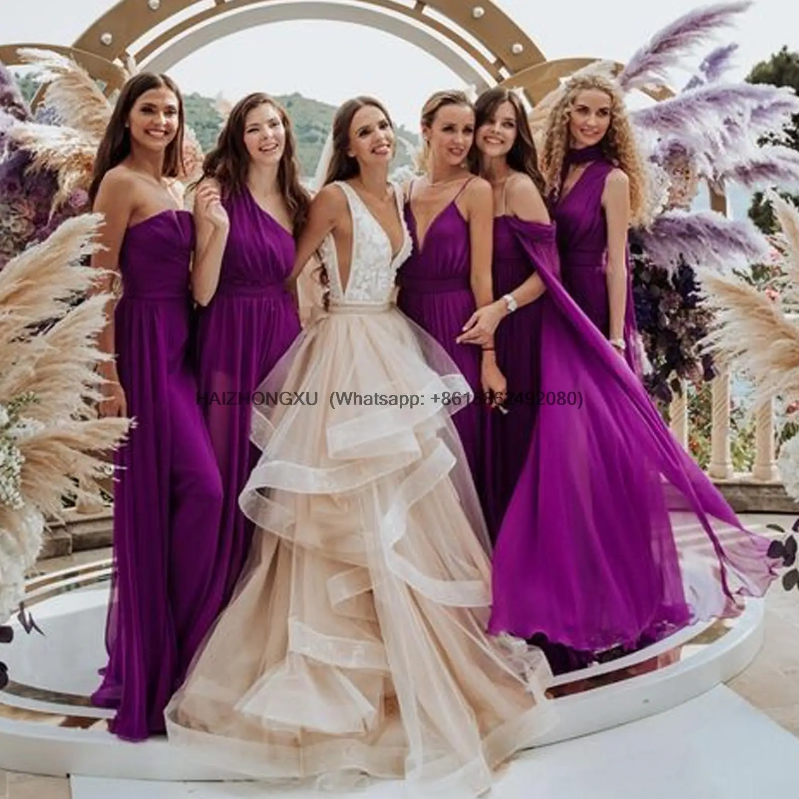 Purple Bridesmaid Dresses Elegant Mermaid Multi Way Wedding Party Gown Sleeveless Floor-Length For Women Customized