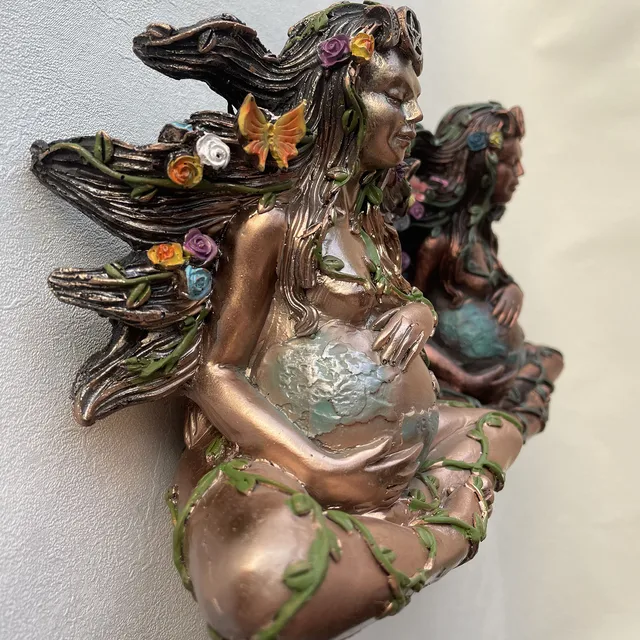 Anya Földi Szobor Gaia Tündér Pillangó Dekoratív Buddha Figura Istennő Gyógyító Csakra Meditáció Mitikus Otthoni Dekoráció - Image 6