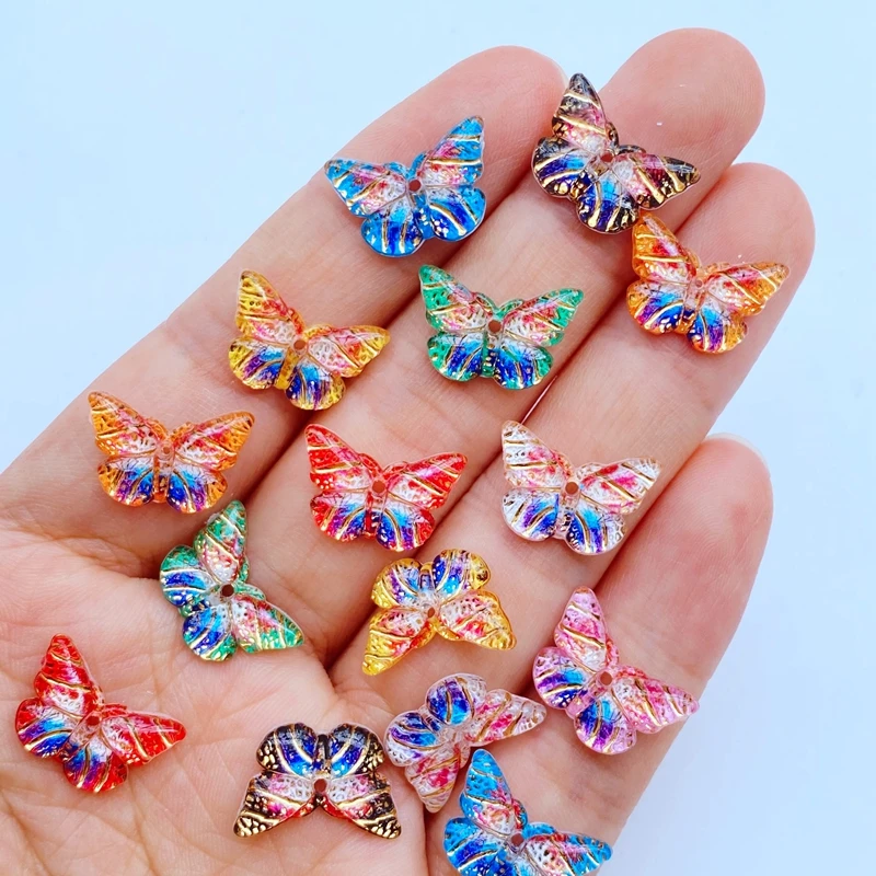 

50pcs Kawaii Cartoon Butterfly Nail Rhinestones Gems Glitter Acrylic Nail Art Jewelry Manicure Nail Decoration Accessories