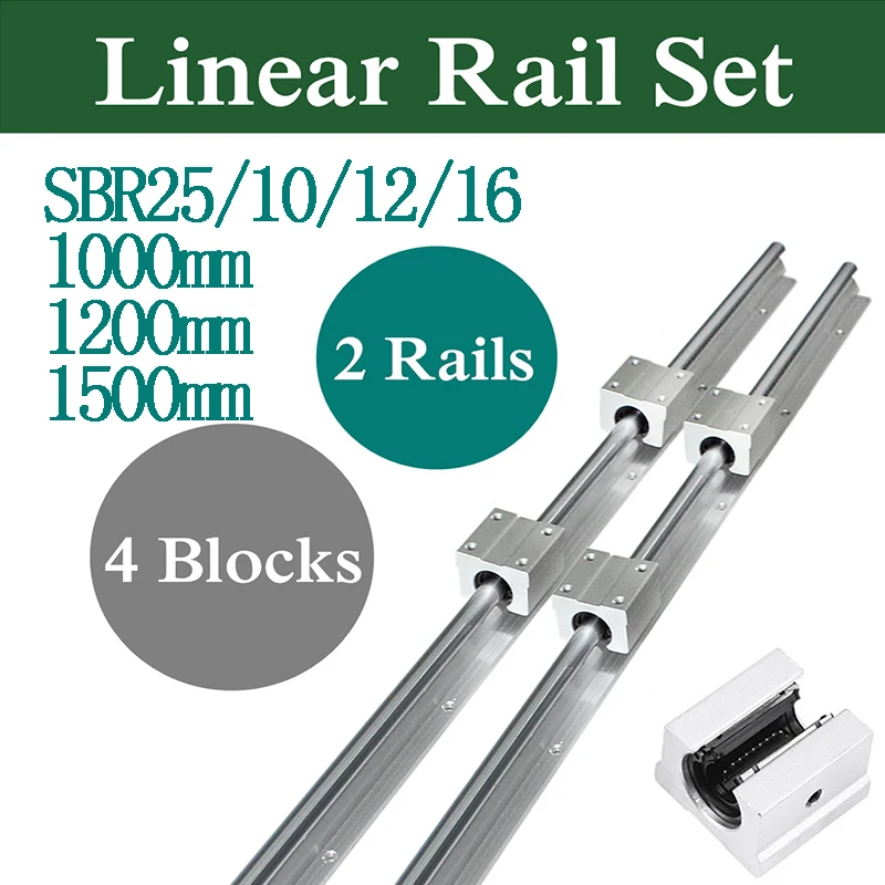 4x SBR10UU-25UU Linear Motion Ball Bearing Slide Block for SBR10-25 Guide Rail 