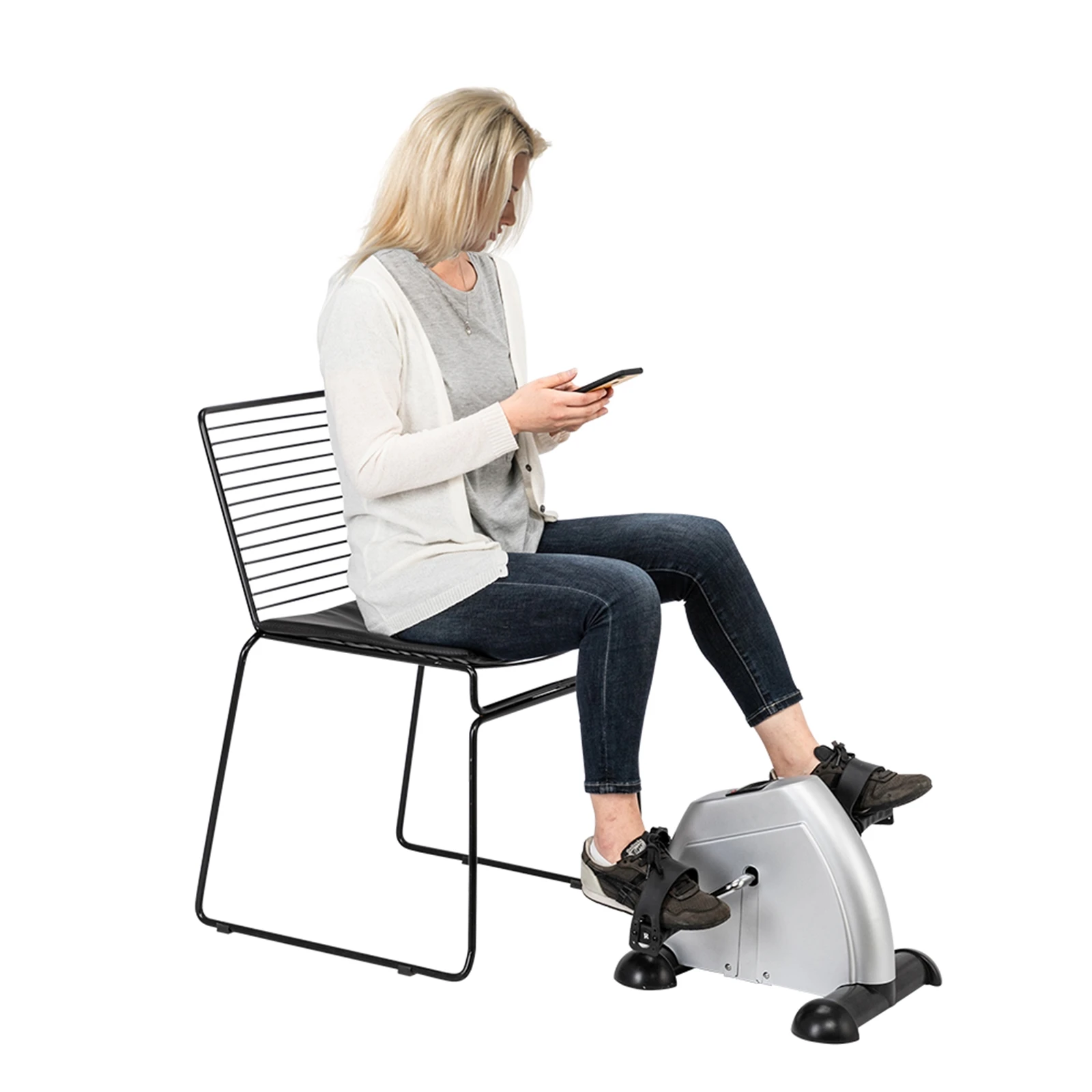 Mini Exercise Bike Static Bike Under Desk Pedal Exerciser Adjustable Magnetic Resistance Arm Leg Trainer LCD Display Home Gym