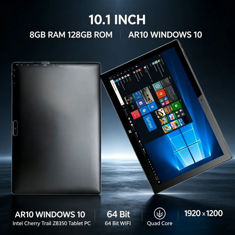 10.1 INCH T10 WINDOWS 10 Intel Cherry Trail Z8350 Tablet PC 8GB RAM 128GB ROM AR10 64 Bit WIFI Quad Core 1920 X 1200 IPS Screen