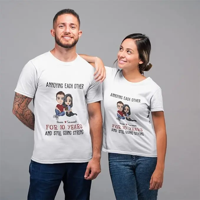 

Customized Couple T-Shirt Custom Valentines Anniversary Wedding Birthday Gifts for Women Men Wife Husband 100%Cotton Streetwear