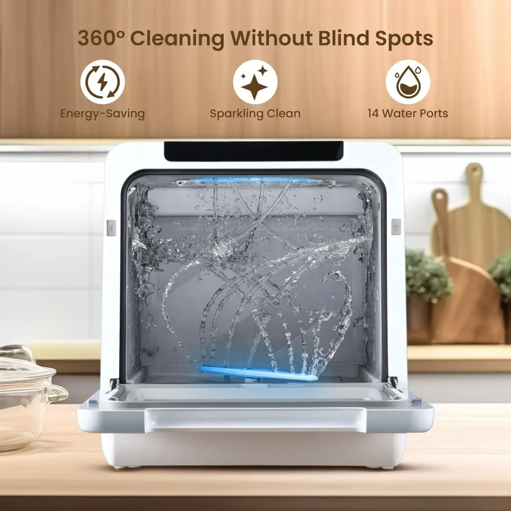 Countertop Dishwasher, NEW Upgraded Model, 8 Wash Programs Portable Dishwasher with Child Lock