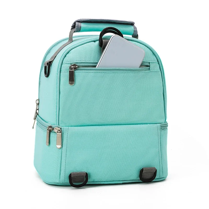 이중 레이어 옥스포드 천 단열 도시락 가방, 보온 도시락 상자, 쿨러 가방, 피크닉 음식 보관 용기, 엄마 아기 배낭