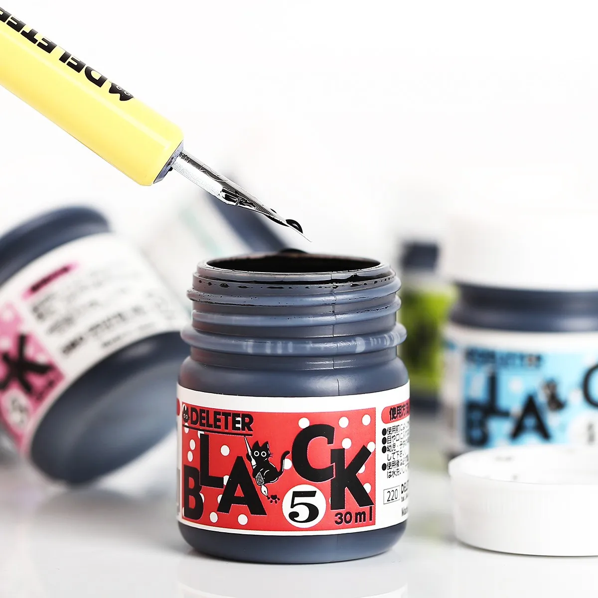 Japan deleter series waterproof ink / manga ink / white dip pen black correction fluid 30ml drawing tools art supplies
