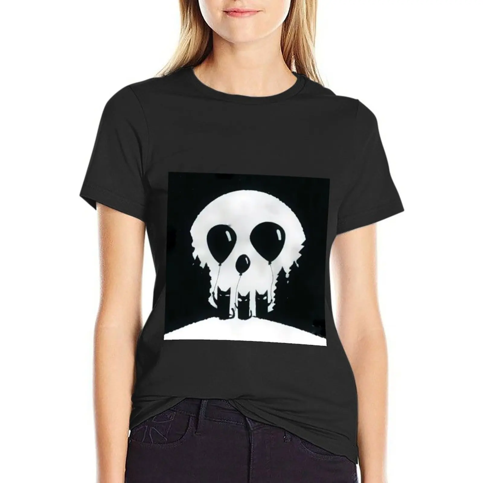

Cats with balloons  T-shirt aesthetic clothes tees hippie clothes cotton t shirts Women