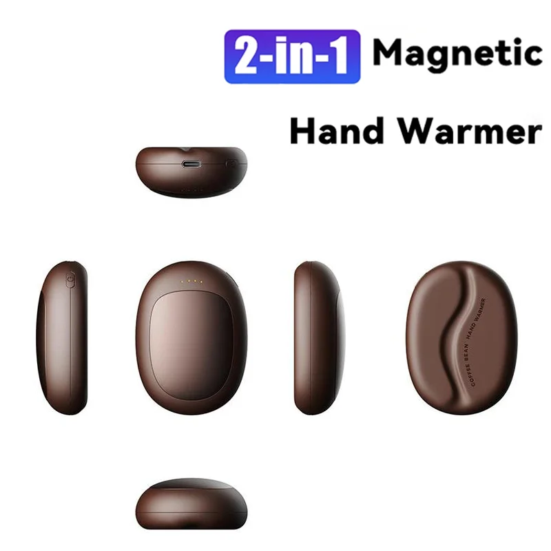 2Pack Magnetic Electric Hand Warmers 5000mAh Large Capacity 3 Heat Settings Portable USB Hand Warmer for Winter Outdoors Camping