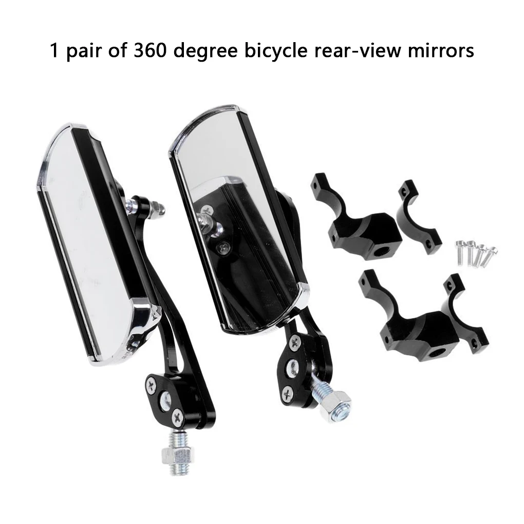 1 Pair Bike Handlebar Rearview Bicycles Rear View Mirror 360°Rotatable Outdoor Safety Cycling Spare Parts Repairing  Red