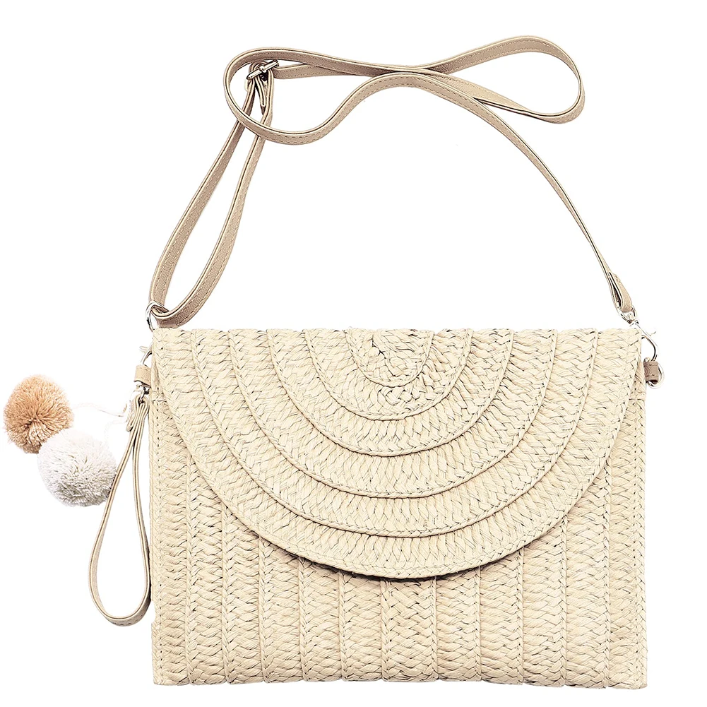 2022 Summer Beach Straw Envelope Crossbody Bag Handmade Weave Handbag