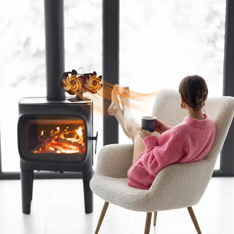 Fireplace Fan 12-Blades Wood Burner Fan Silent Operation Fireplace For Wood/Log Burner/Fireplace Non Electric More Warm Air
