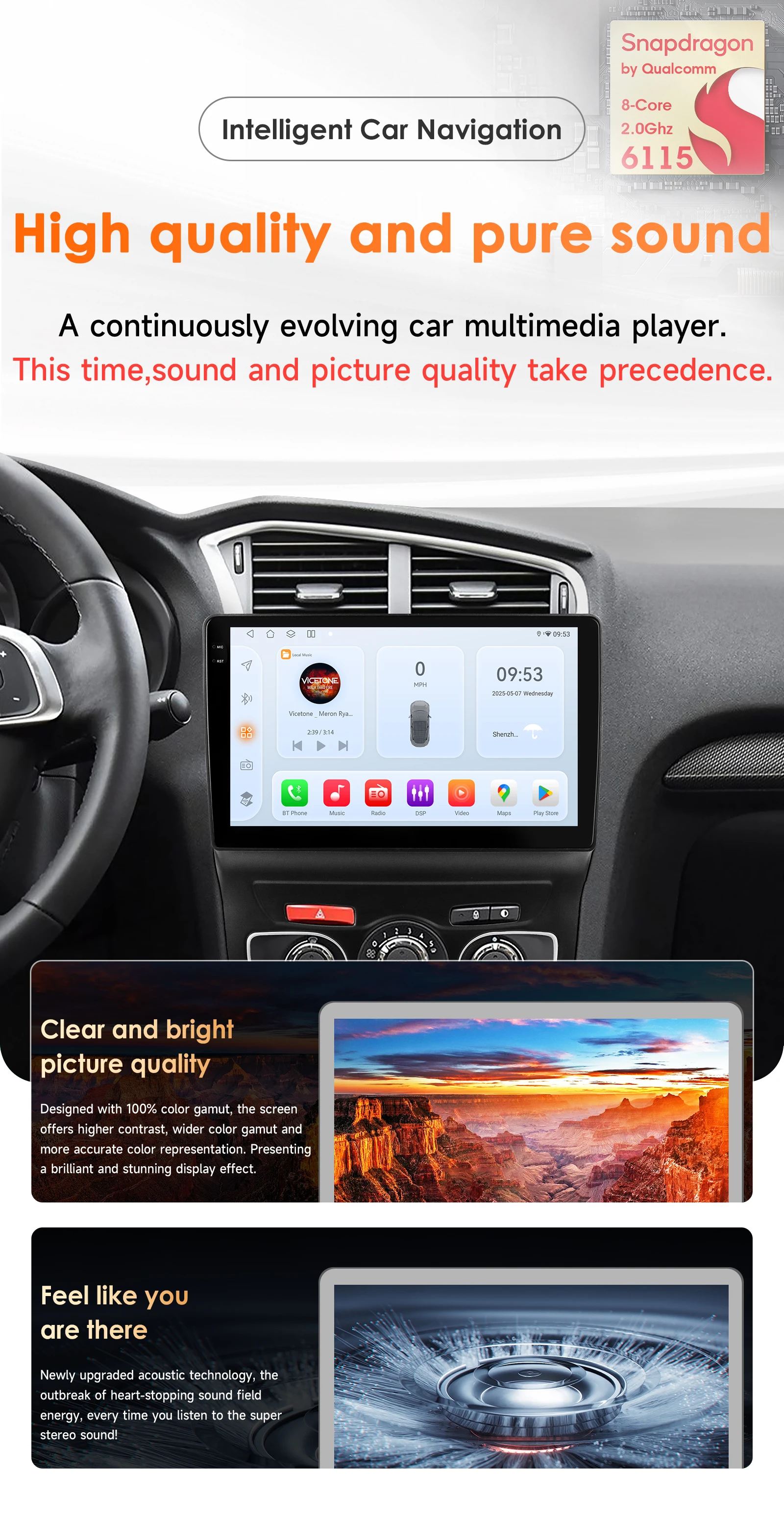 6115 Carplay Android 14 Autoradio für Citroen C4 C4L 2013 2014 2015-2017 Multimedia 2din GPS 360 Cam Bildschirm von Snapdragon 8core – Detail 2
