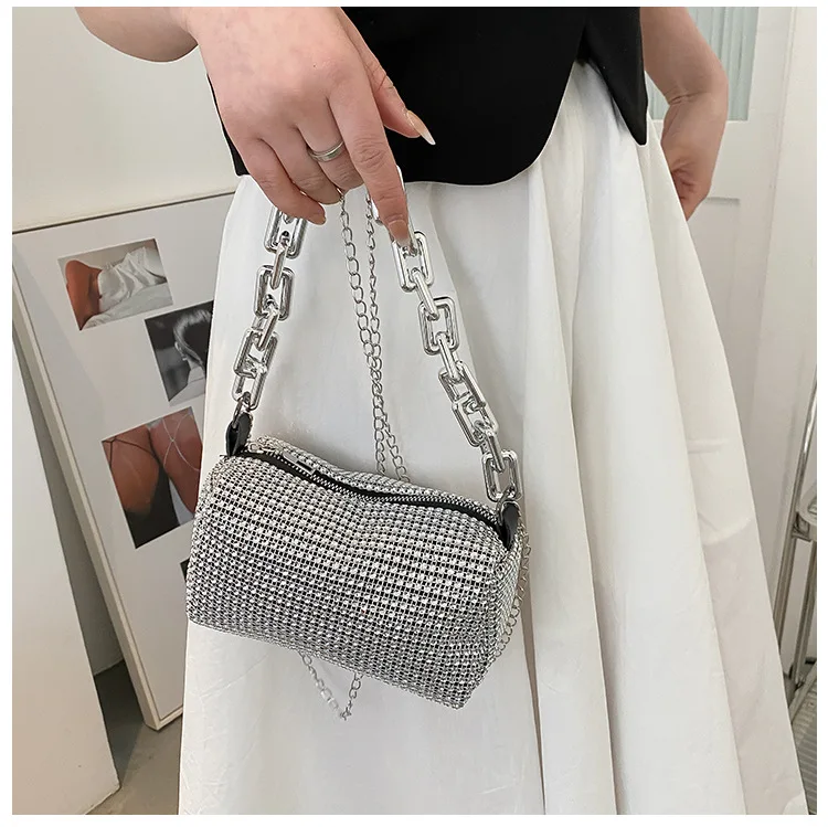 Bling Diamond Design Small Crossbody Messenger Bags for Women 2022 Summer Trend Luxury Fashion Travel Shoulder Handbags Purses