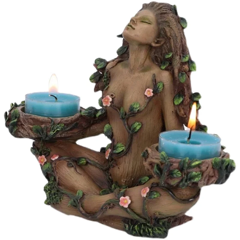 

Forest Protector Natural Balance Candlestick Female Tree Spirit Small Candle Candlestick Candlestick Decoration Gift
