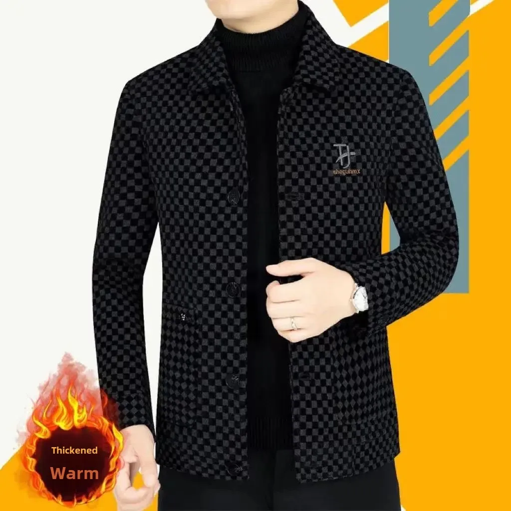 Autumn Winter Men's Jacketwoolentop Business Casual Lapel High End Wool Overcoat For Middle-aged Youth
