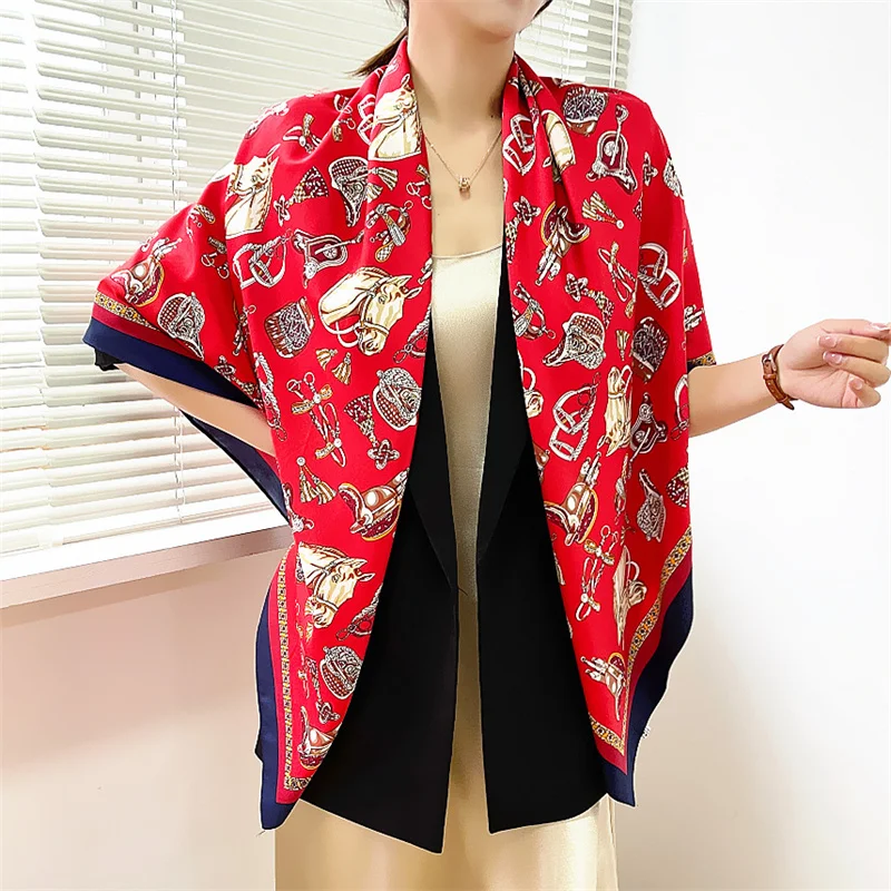 

New fashion 130cm horse saddle head Ladies Temperament Decoration Beach Travel Shawl Large Square Scarf party mom gift