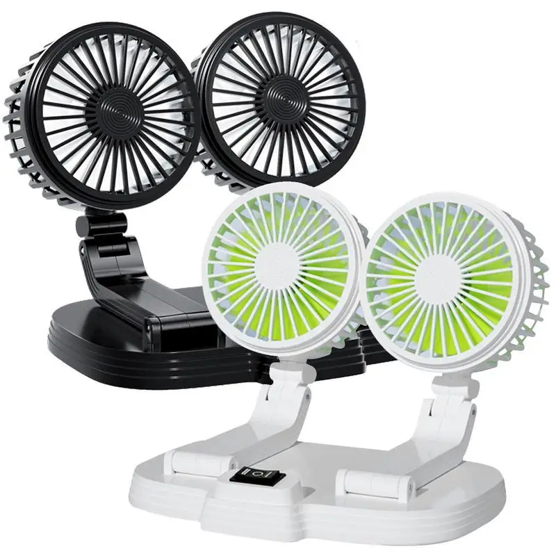 

Автомобильный вентилятор USB, Электрический автомобильный охлаждающий вентилятор, регулируемый, многоугольный, двойная головка, вращающийся охлаждающий вентилятор, низкий уровень шума, автомобильный вентилятор