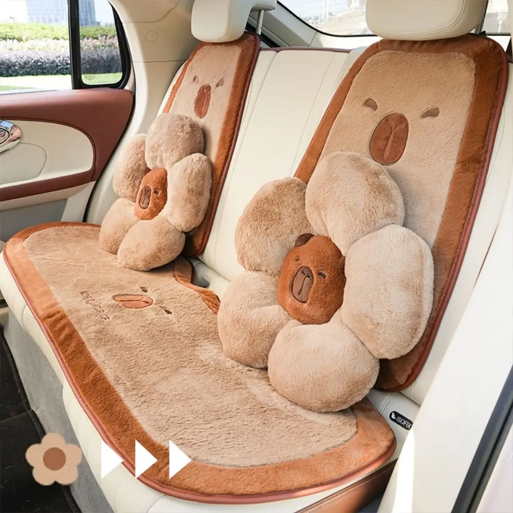 Adorable Plush Capybara Car Seat Cushion and Lumbar Support Pillow