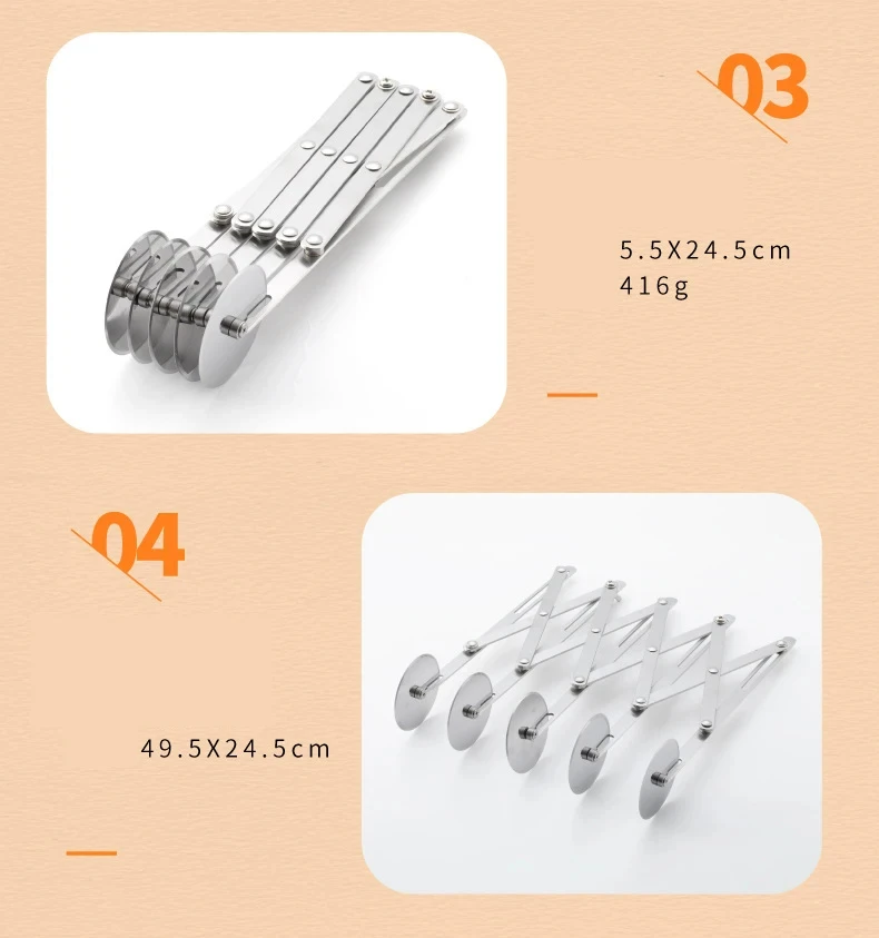 3/5/7 Wheel Cutter Dough Divider Dough Knife Flexible Roller Blade Pizza Pastry Peeler Stainless Steel Baking Pan Tool