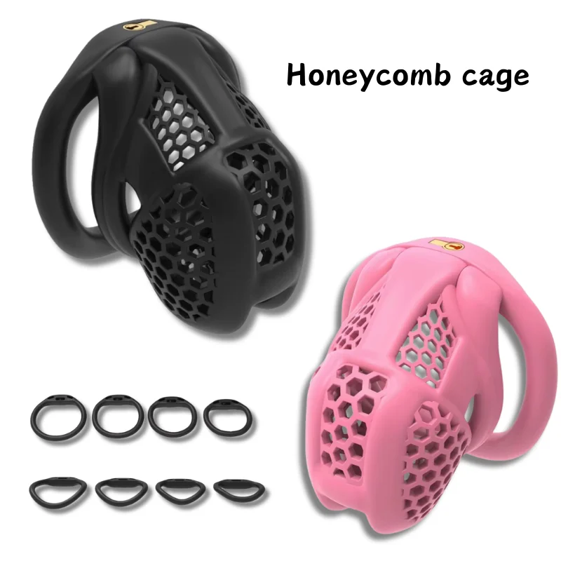 New Male Chastity Embedded Small Lock Core Honeycomb Chastity Lock Men's Birdcage Alternative Ring and Adult Sex Toy 18 penis chastity cage chastity lock sex toy chastity cage accessory penis cock ring
