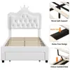 Twin Size LED Upholstered Bed Adjustable Headboard with Storage Drawer Music-Activated Crystal Button Tufted Platform Bed Kids 5