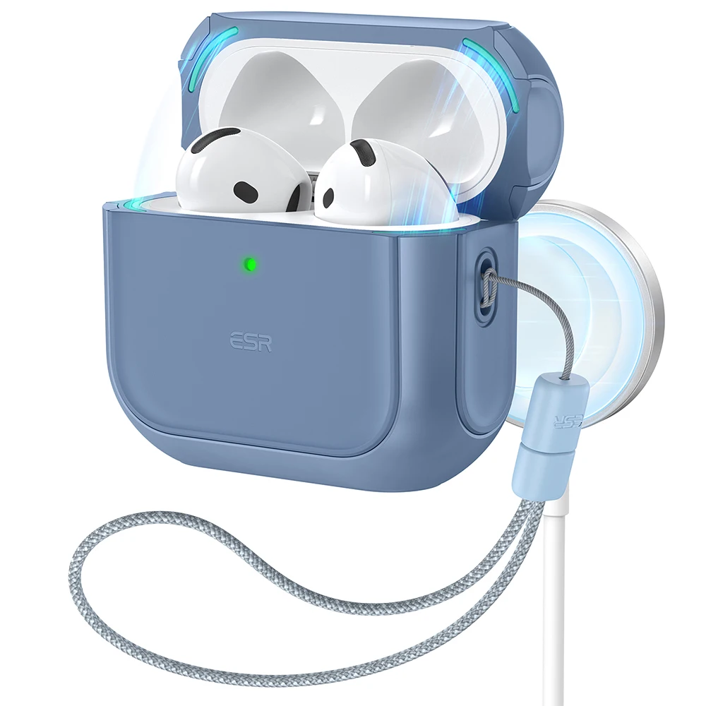 Custodia ESR Per AirPods 4 (2024) - Compatibile Con MagSafe, Protezione Antiurto. Design Cyber, Blu - Foto 9