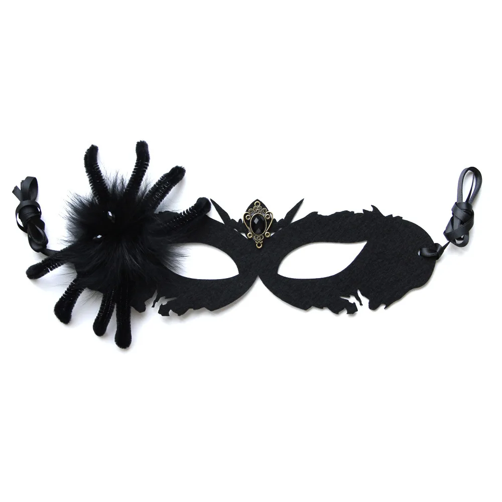 

Halloween Black Spider Mask Masquerade Ball Half Face Female Adult Performance Mask Headwear Happy Halloween Party Dress Up