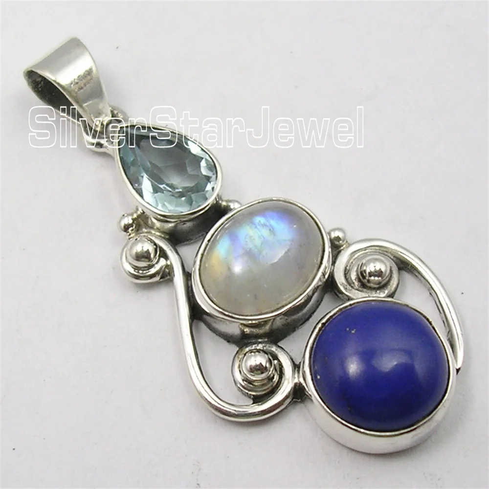 

India Semi-precious Stone Pendant 1.6"