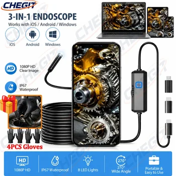 Max 16.4ft Endoscope Automotive Boroscope Inspection Device Camera 8mm For IOS Android Smart Phone Type C Cars Mobile 1