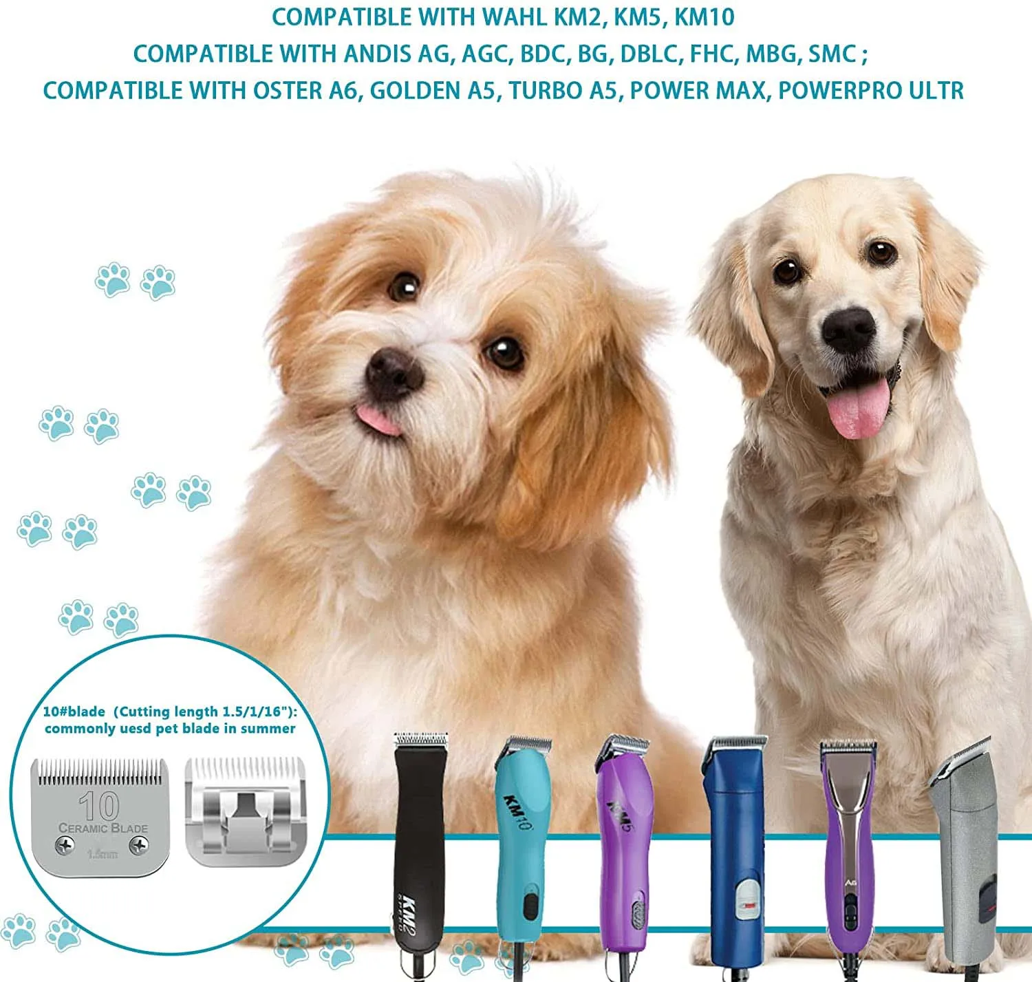 Barber Hair Clipper Blade Pet Grooming Clipper Detachable Pet Clipper Blades Set Compatible With For Most Andis Oster Wahl A5 Clippers Made of Ceramic Blade&Carbon Steel