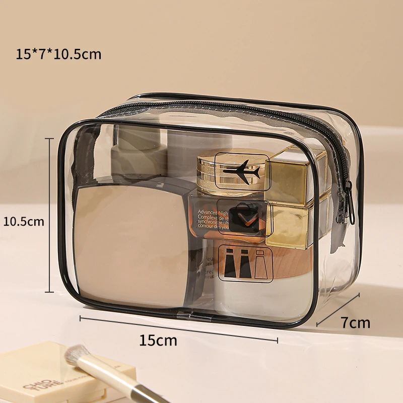 Clear Toiletry Bag Durable PVC Travel Makeup Cosmetic Organizer with Zipper Closure