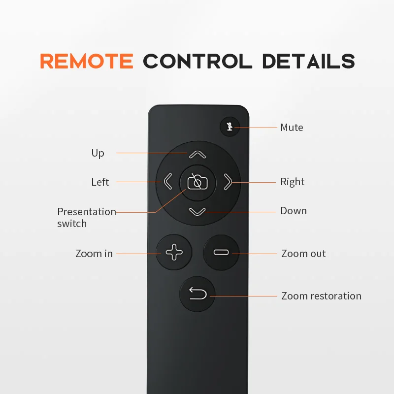 2K HD Webcam Auto Focus with Wireless Remote Adjustable Base Dual Mics 4300LX Brightness for Online Class Video Conference PC