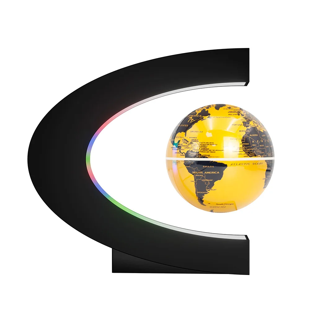 Globe terrestre lumineux flottant design en lévitation magnétique avec éclairage LED coloré