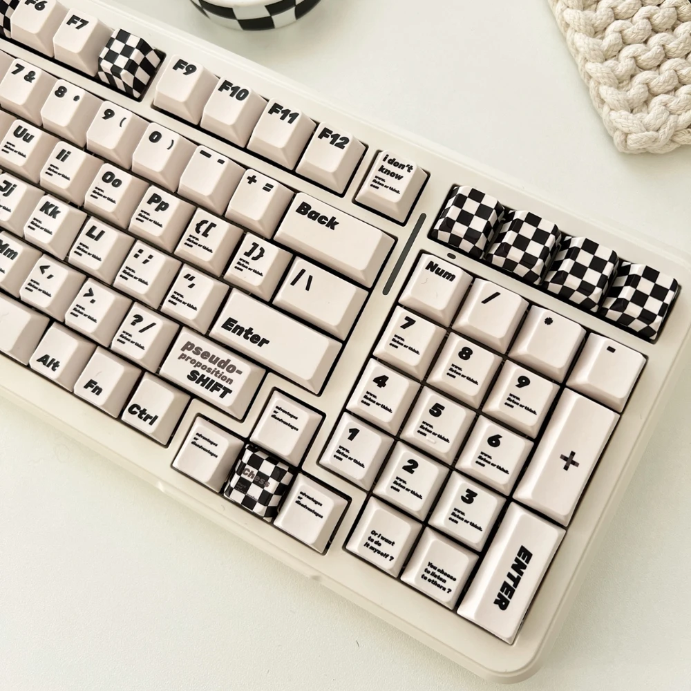 Checkerboard Retro Keycap Estilo Preto e Branco Alto Material Pbt Apto para Ansi Layout Iso Teclado Mecânico Faça Você Mesmo 133 Teclas - Imagem 3