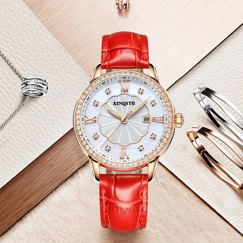 Dress Quartz Women Watch Luxury Stainless Steel Rose Gold Case Diamond Girls Watches White Ceramic Strap Elegent Lady Watch