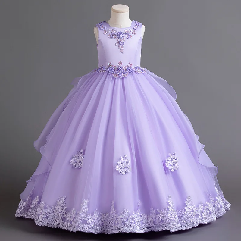 Flower girl wedding party Beaded tuxedo girl formal Eucharist party indoor dance birthday tuxedo high end dress flower girl dresses,floral appliqu&eacute; dress,girls dresses