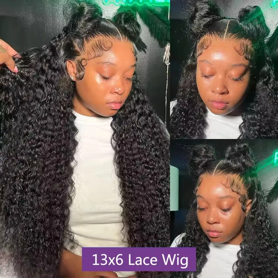 13x6 Deep Wave Frontal Wig  40 Inches Hd Lace Front Wig Curly Hair13x4 Water Wave Wig Preplucking For Black Brazilian Woman Hair 2