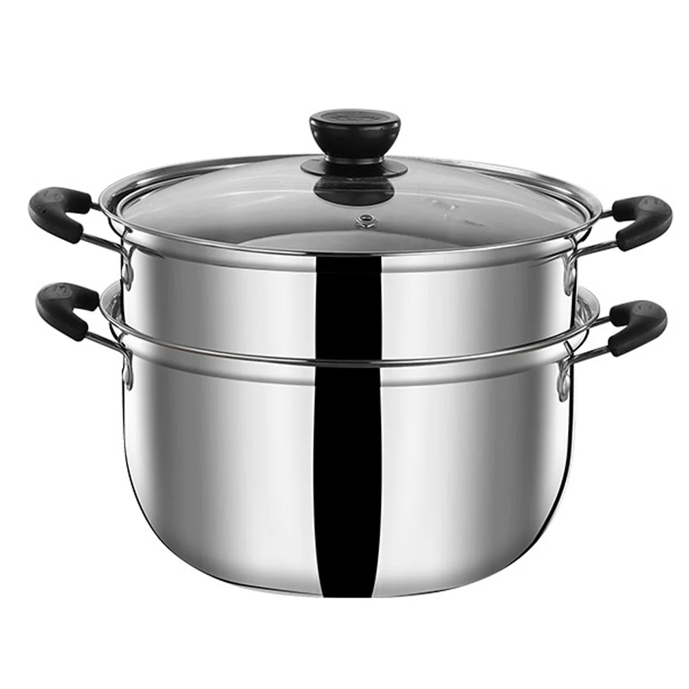 

Stainless Steel Steamer Pot Stock Pot Soup Pot Saucepan Cooking Steaming Cookware Lid Vegetable Dumpling Stock Sauce Food Stove