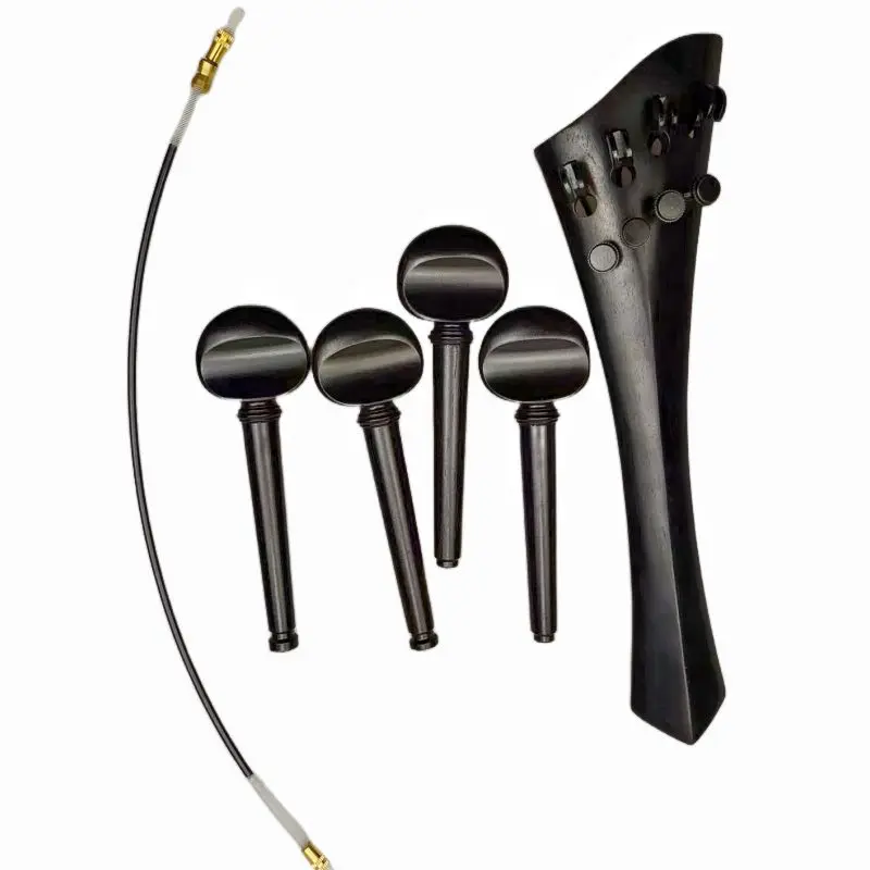 Baroque Ebony Wood Standard Cello Tailpiece Gut Endline Rope, Cello Peg /Tail piece Parts Accessories 4/4 cello support parts