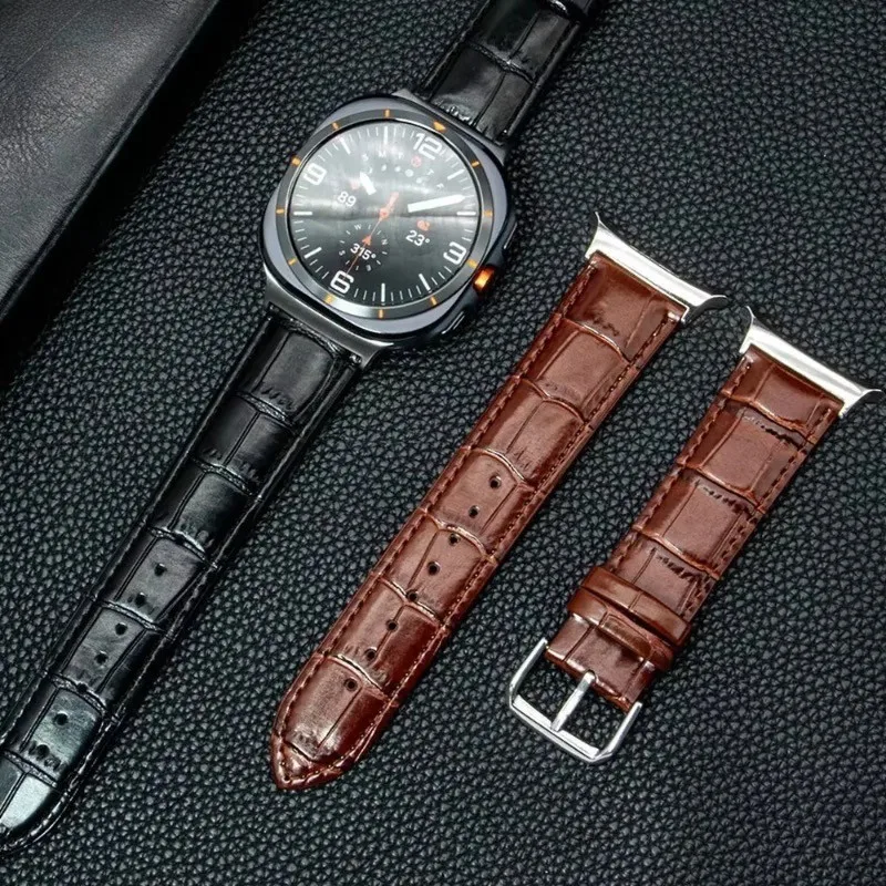 Premium Leather Strap Bracelet for Galaxy Watch 8 Ultra - No Gaps Design, 40mm/44mm Classic