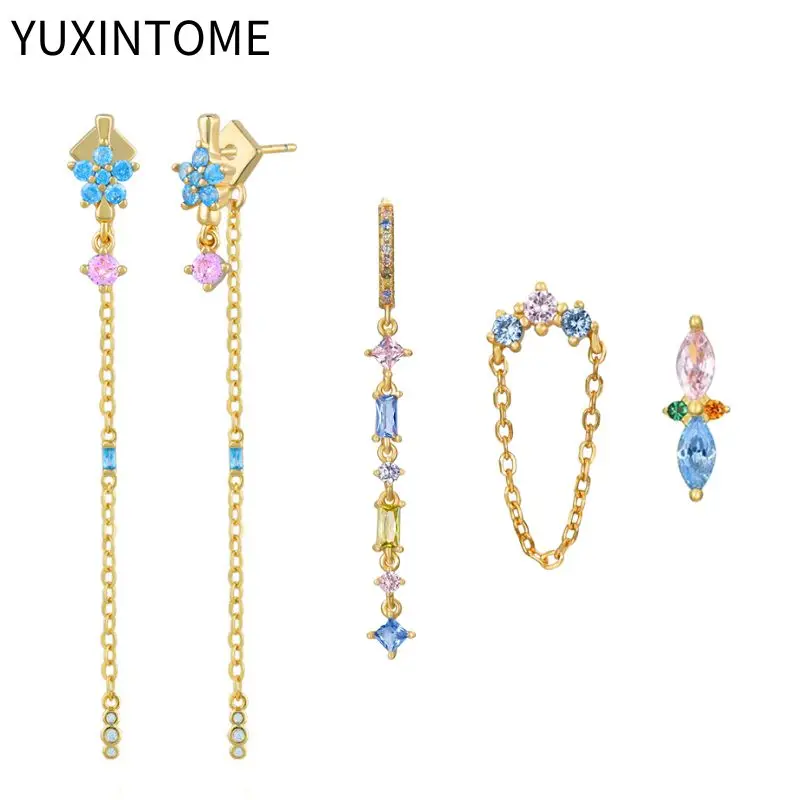 2315223-f9dbfb.jpg S47f41c60e2d34231844e67969d5bdf7d5 925 Sterling Silver Needle Blue Pink Crystal Stud Earrings For Women Fashion geometry Pendant Earrings Luxury Jewelry Gifts Mallzona