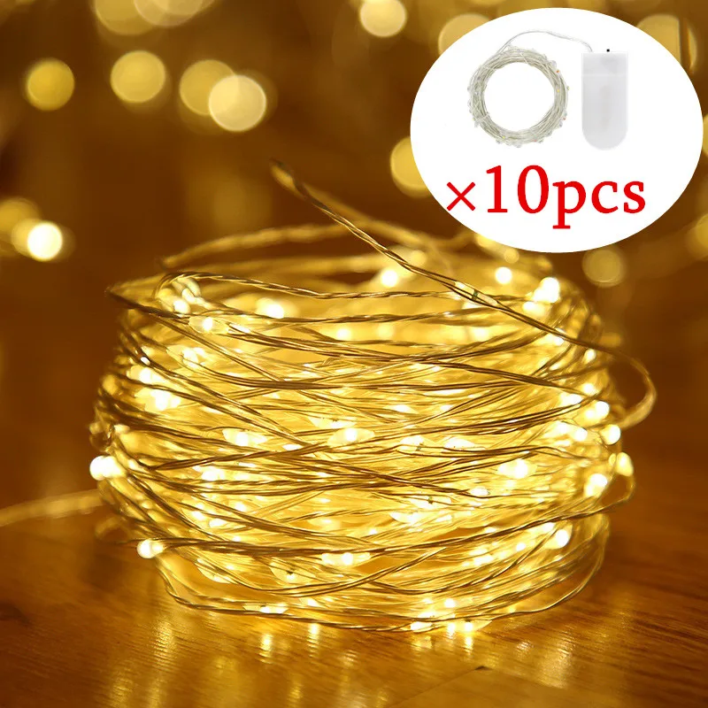 

Christmas Tree Lamp Decor CR2032 Battery Copper Wire String Lamp for Wedding Xmas Garland Party Waterproof 10PCS LED Fairy Light