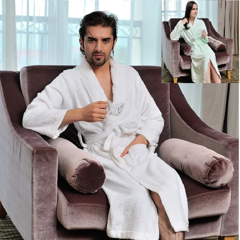 

New 2022 Spring Summer Bamboo Fiber Material Plain Color Bathrobes Robe Unisex Long-sleeve Bathrobe Plus Size Pijamas Anti-virus